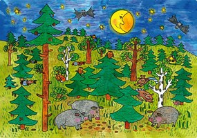 MARIONETINO – Zadná scéna k rozprávke Brémski muzikanti (2 motívy)