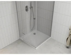 Mexen Roma, sprchovací kút 90 (dvere) x 90 (stena) cm, 6mm číre sklo, chrómový profil + slim sprchová vanička 5cm, 854-090-090-01-00-4010