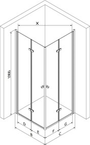 Mexen Lima Duo skladacia sprchová kabína 90 x 90 cm, priehľadná, zlatá - 856-090-090-50-00-02