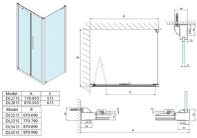 Polysan Polysan, Lucis Line štvorcová sprchová zástena 900x900 L/P varianta, DL2815DL3415