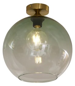 Stropné svietidlo Art Deco mosadzné so zeleným sklom - Sandra