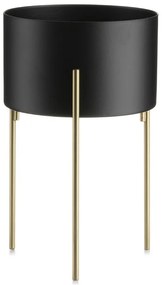 KOVOVÝ KVETINÁČ SO STOJANOM LOFT 20X13 CM ČIERNA/ZLATÁ