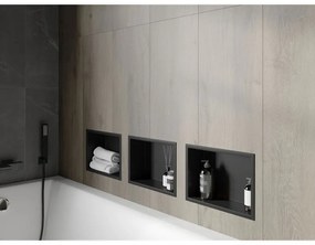 Mexen X-Wall-R, polička na zapustenie na obklad s golierom 30 x 20 cm, čierna matná, 1970302010