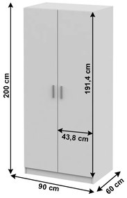 Šatníková skriňa Izetta Typ 4 (biela). Vlastná spoľahlivá doprava až k Vám domov. 1006205
