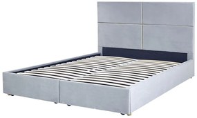 Zamatová posteľ s úložným priestorom 180 x 200 cm svetlosivá VERNOYES Beliani