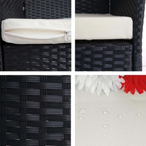 Set 2 záhradných stoličiek Halden, polyratan - antracit, krémové vankúše