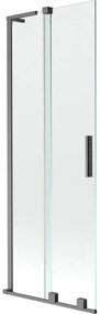 Mexen Velar L, 2-krídlová posuvná vaňová zástena 75 x 150 cm, 8mm číre sklo, brúsený grafit, 896-075-003-01-66