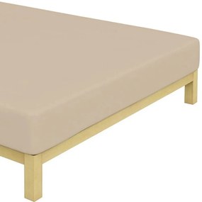 Bavlnené jersey napínacie prestieradlo na jednolôžko - 90 x 200 cm - béžové