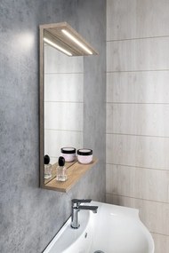 Aqualine Aqualine, KORIN STRIP zrkadlo s LED osvetlením 50x70x12cm, dub platin, KO995S