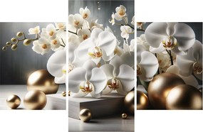 Obraz - Orchidea a zlaté gule (90x60 cm)