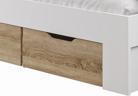 Posteľ s úložnými zásuvkami Asko 180x200 cm, biela/dub sonoma