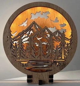 Drevená lampička na nočný stolík Vrchy