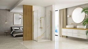 Sprchový kút REA HUGO GOLD BRUSH 100/dvere x 90/zástena cm, zlatý kartáčovaný/transparent - bez vaničky