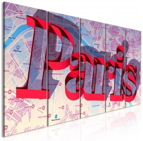 Artgeist Obraz - Red Paris (5 Parts) Narrow Veľkosť: 225x90, Verzia: Premium Print
