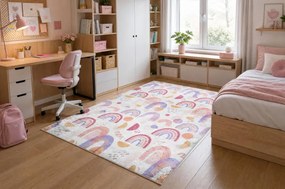 Detský koberec protišmykový BAMBINO 61480 krémový / ružový