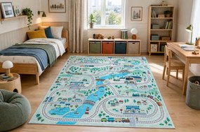 Detský koberec protišmykový BAMBINO 61530 zelený / sivý