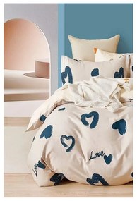 Béžové predĺžené obliečky na dvojlôžko z bavlny Renforcé s plachtou/4-dielne 200x220 cm Amore – Mila Home