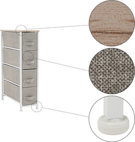 Komoda s látkovými zásuvkami OFELIA, biela