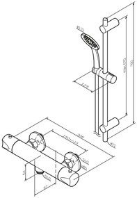 Ručná sprchová súprava AM.PM Hit F408TA46 s termostatickou sprchovou batériou, chróm