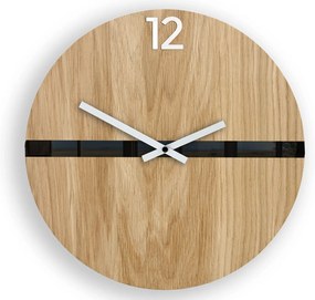 Drevené nástenné hodiny Ramzes 33 cm dub prírodný/čierny