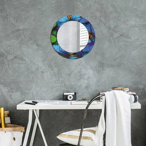 Okrúhle ozdobné zrkadlo Modrý a zelený motýľ fi 50 cm