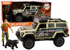 LEAN TOYS Terénne poľovnícke auto, svetlá, zvuky - béžová