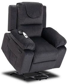 Masážne kreslo s funkciou vstávania MARCOS tmavosivé