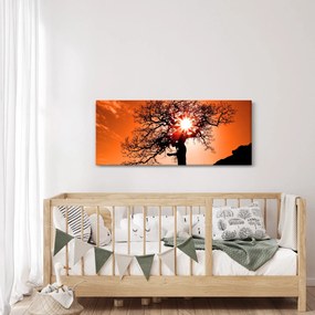 Obraz - Dub pri západe slnka (120x50 cm)