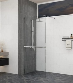 Erga Paris, sprchová zástena Walk-In 110x200 cm, 8mm šedé sklo, chrómový profil, ERG-V02-PARIS-110x200-GR-CR