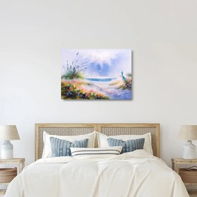 Sklenený obraz - Romantická pláž, olejomaľba (70x50 cm)