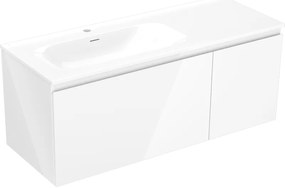 Mexen Orio, kúpeľňová skrinka 120 cm s umývadlom Vela vľavo, 1S, 1D, biela lesklá, 91A13-12047-3-BBFF00-W23L00