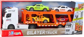 LEAN Toys Odťahový kamión Lora, sada 4 autíčok, otvárateľné dvere, svetlá a zvuky