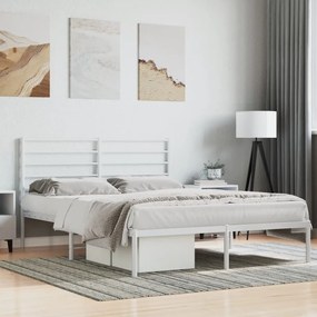 Kovový rám postele s čelom biely 150x200 cm 352370