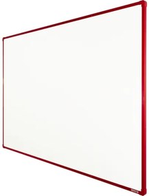 Biela magnetická popisovacia tabuľa s keramickým povrchom boardOK, 1800 x 1200 mm, červený rám