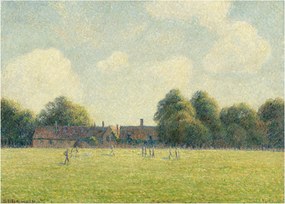 Sklenený obraz - Camille Pissarro, Hampton Court Green, reprodukcia (70x50 cm)