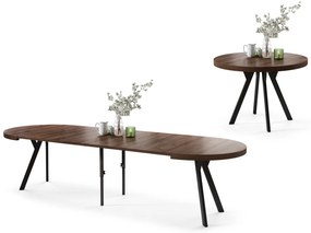 EXPANSO Dub Hnedý / čierne nohy - VEĽKÝ OKRÚHLY STÔL Ø110 ROZKLADACÍ AŽ DO 310 cm S NOHAMI Y LOFTOVÝ / INDUSTRIÁLNY