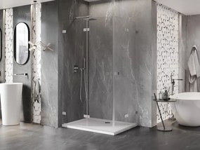 Mexen Lunar-F Duo, skladací sprchový kút 95 x 90 cm, 6mm číre sklo, oceľový profil, 836-095L-090P-97-00