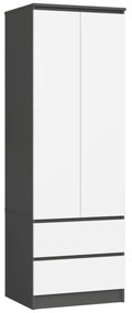 Šatníková skriňa STAR S 60 cm 2 dvere grafitovo šedá/biela