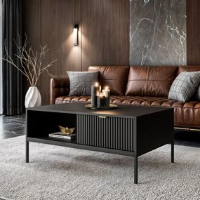 Konferenčný stolík CORA so šuflíkom čierna matná