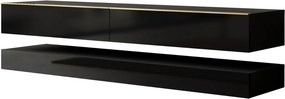 TV STOLIK SALLE ČIERNY LESK + ZLATÉ ÚCHYTKY 140 cm