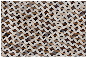Kožený koberec 160 x 230 cm hnedá/sivá TUGLU Beliani