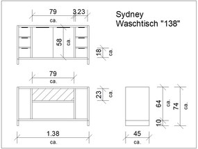 furniture-nabytek.cz - Masívna kúpeľňová zostava Sydney II z divokého dubu, olejovaná, hnedá