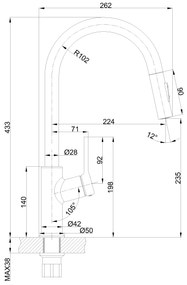 Invena Farsala, drezová batéria s výsuvnou 2-funkčnou výlevkou h-433, čierna matná, INV-BZ-40-U04-S