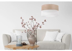 Light Home Závesné svietidlo Wood, 1x béžová dubová dýha/biele PVCové tienidlo, (fi 35cm)