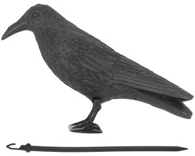 Záhradná figúrka z polyetylénu Crow, 21,5 cm, čierna