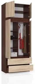 Skriňa s nadstavcom S 90 cm 2D 2SZ CLP wenge / sonoma