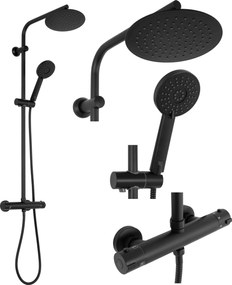 Rea Bliss, termostatická sprchová sada s hornou dažďovou sprchou, čierna, REA-P8804