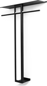 Čierny oceľový nástenný vešiak s poličkou 100 cm Luno Large – Spinder Design