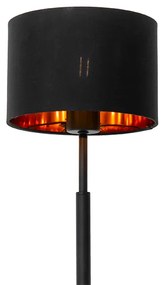 Moderná stolná lampa s textilným tienidlom čierna so zlatom - VT 1