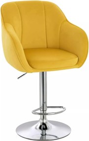 LuxuryForm DESIGN Barová stolička AVOLA VELUR na striebornom tanieri - žltá